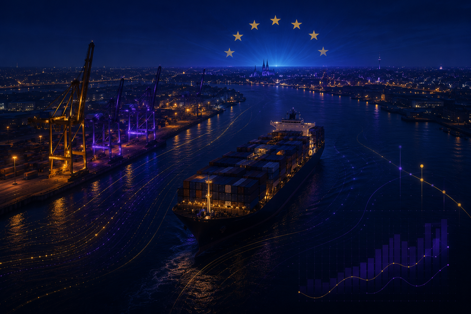 Timeline infographic showing EU ETS phase-in percentages and FuelEU Maritime GHG intensity reduction milestones from 2024 to 2030